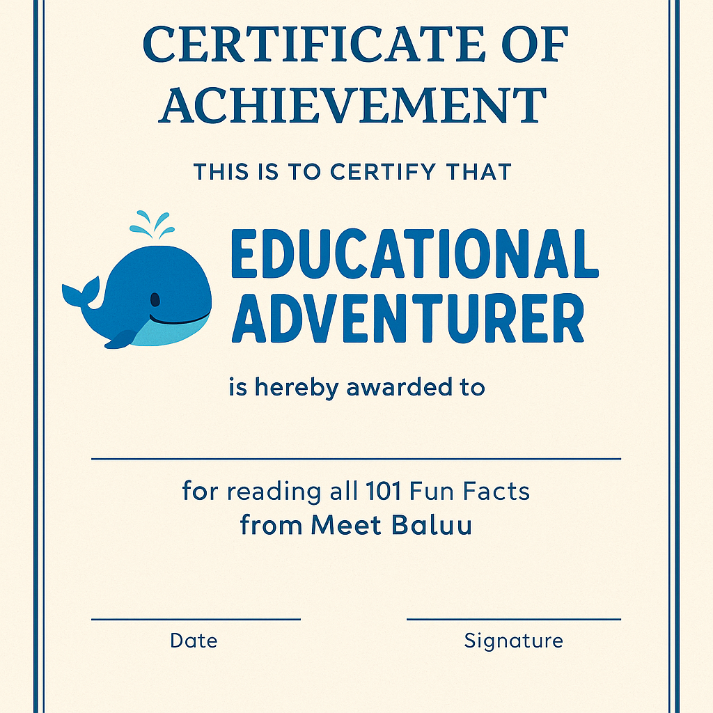 Baluu's Big Adventure - Certificate of Achievement